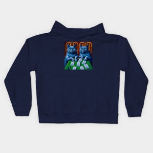 Blue Cats Playing Poker Kids Hoodie